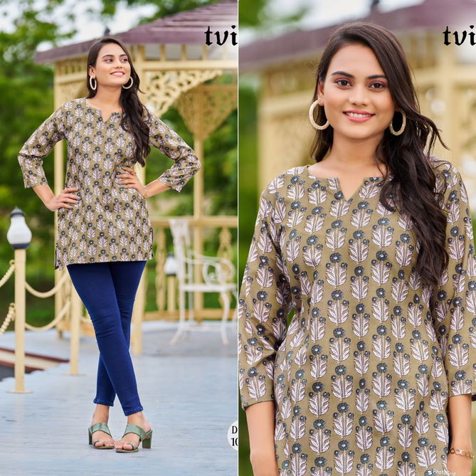 Blush Cotton Printed Regular And Officewear Tops Catalogue